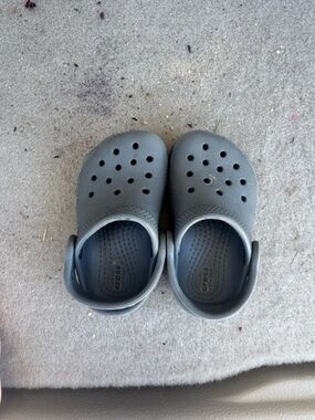 CROCS Kids Grey Classic Clog with Heel Strap